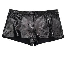 Express Women's Size 14 Black Shiny Sequin Flat Front Tap Shorts